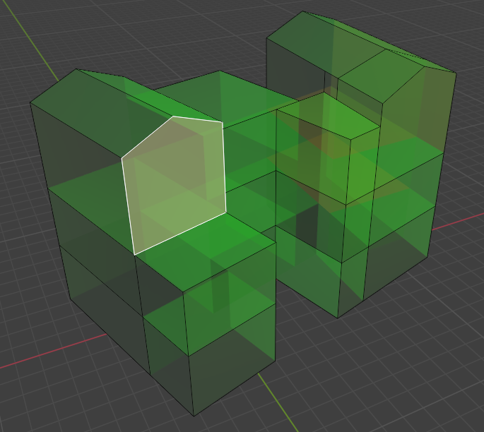 A Blender mesh where walls and floors are drawn as simple overlapping faces